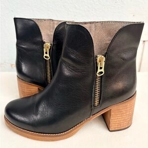 MTNG Becca 90223 Black Leather Ankle Boots with Gold Zipper Size 40 US 9